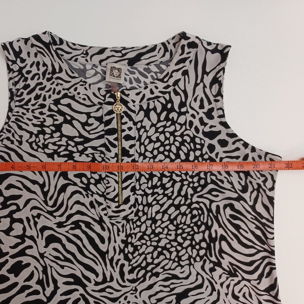 Women's Anne Klein Zebra Print 1/4 Zipper Sleeveless Blouse Size Large - Picture 5 of 7